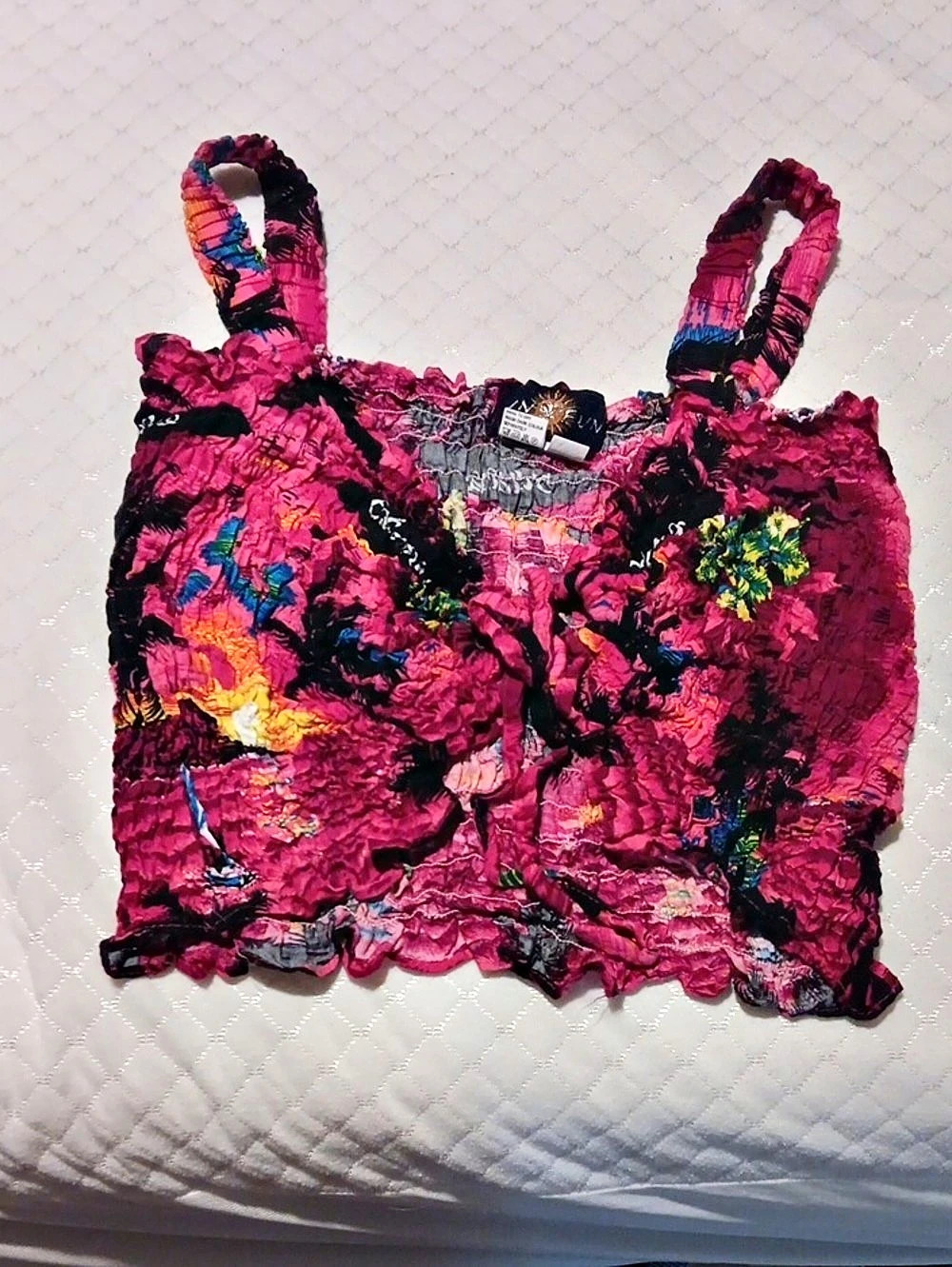 Floral Pink & Black Tank Top